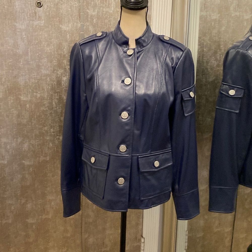 Bradley Bayou Elegant Navy Blue genuine leather Women's Jacket, S